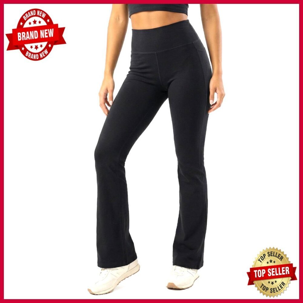 Tall Cotton Flare Leggings High Waist Side Pocket Yoga Pants